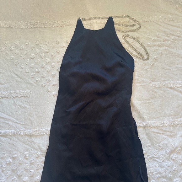 Black Satin Diamanté-Strap Mini Dress ✨🖤 - Picture 3 of 3